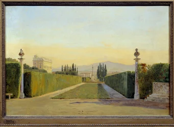 Trädgårdarna i Villa Albani. Målning av Carl Christian Constantin Hansen (1804-1880) Ec. Dan.