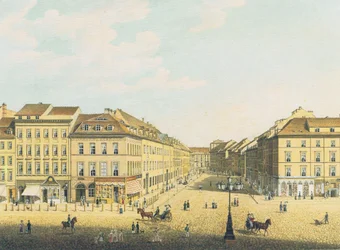 Vy från det kungliga slottet i Berlin till Breite Straße