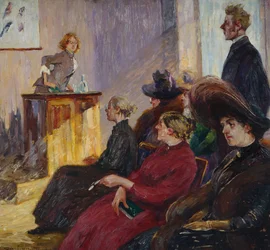 Anne Bugge vid ett skolmöte i Tønsberg 1883