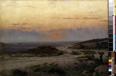 Solnedgång. Målning av Carl Emil Lund (1855-1928). Olja på duk. Mått: 70x99,5cm. Mikalojus Konstantinas Ciurlionis Fine Arts Museum, Kaunas, Litauen