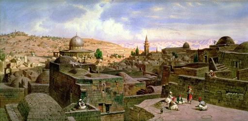 En utsikt över Jerusalem, med den heliga klippan, 1864