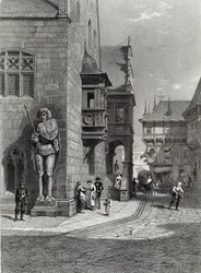 Rådhuset, Halberstadt, graverad av E. Joubert, tryckt av Cassell & Company Ltd (gravyr)