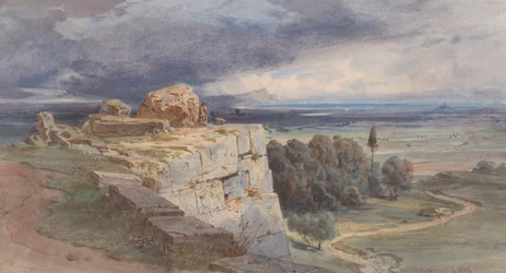 Utsikt över Norba från norr, mot San Felice Circeo, 1856.