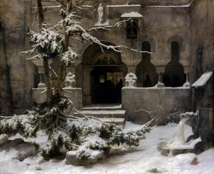 Klosterträdgård i snö