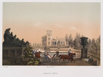 Den rosa paviljongen Ozerki-paviljongen i Peterhofparken, 1853.