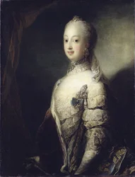 Sophie Madeleine av Danmark, drottning av Sverige och Finland - Porträtt av Sophia Magdalena av Danmark (1746-1813), drottning av Sverige, av Pilo, Carl Gustaf (1711-1793). Olja på duk