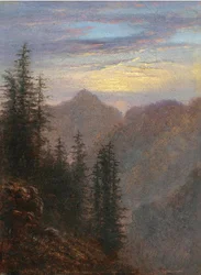 Berglandskap i skymningen