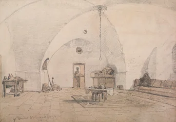 En interiör på Tiberias, 1859 (penna och tvätt på papper)