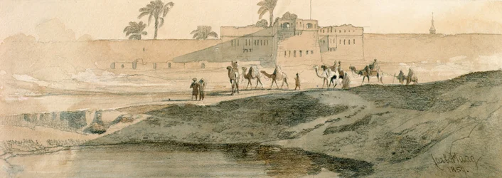 Utanför Bab il Cadit, Kairo, 1859 (penna och tvätt på papper)