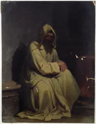 Porträtt av en sittande munk, 1847 (olja på papper)