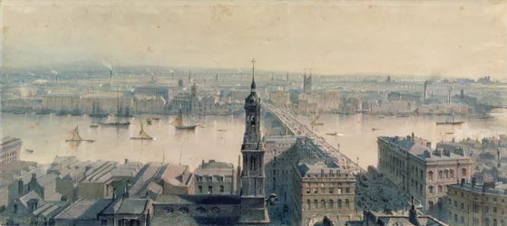 Utsikt över London från Monumentet mot söder, 1848