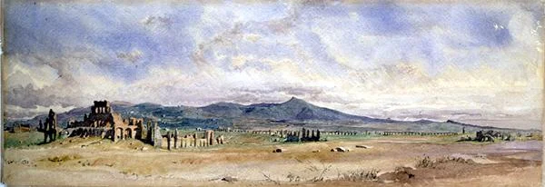 Villa of Lucullus på Misenum i Neapelbukten (akvarell på papper)