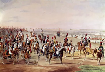 Allmän bild av det franska kavalleriet, ca 1809 Illustration av Carl-Heinrich Rahl (1779-1843) efter Wilhem von Kobell (1766-1855). Dämpa. 0,49x0,7 m. Paris, Musee de l