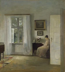The Reader par Holsoe, Carl (1863-1935), - Olja på trä, 70x62,5 - Privat samling