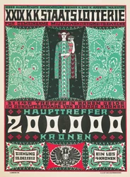 Affisch som annonserar det 24:e kungliga österrikiska välgörenhetslotteriet 1912