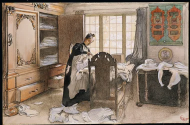 Karin vid linneskåpet, 1906
