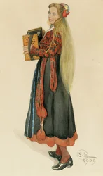 Lisbeth spelar dragspel, 1909