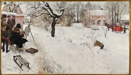 Open-Air Painter. Winter-Motif from Åsögatan 145, Stockholm