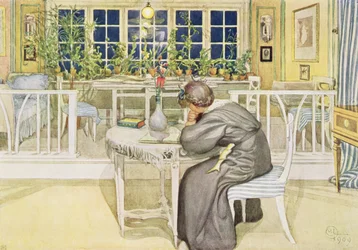 Kvällen före resan till England - arbetsrum, publicerad i Lasst Licht Hinin, 1909