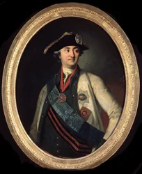 ""Portrait du comte Alexei Grigorievitch Orlov (1737-1808), commandant des Forces navales russes"" (Porträtt av överbefälhavaren för flottan greve Alexey Grigorievitch Orlov av Chesma (1737-1808)) Peinture de Carl Ludwig Johann Christineck (1732/3-17