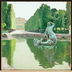 Den vackra fontänen i Schönbrunns park -1910 ... (målning på duk)