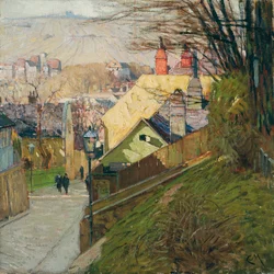 Therese Krones hus i Dobling i Wien, ca 1912-1914 (olja på duk)