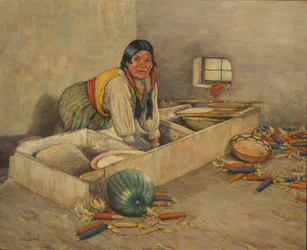 Hopi-kvinna maler majs