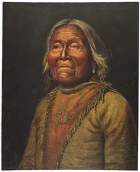 Nar-Ah-Kee Gie Etsu, Old Apache Scout (olja på duk)