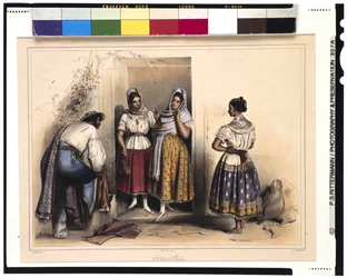 Kvinnor i Puebla, efter 1836 (färg litho)