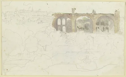 Utsikt över Forum Romanum i Rom med Maxentiusbasilikan
