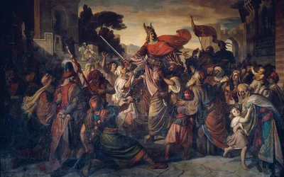Mottagandet av Manfred (1231-1266) av saracenerna i Luceria 1254