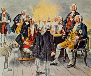 Kronprins Friedrich och prins Heinrich dyker upp i tobakshögskolan för att önska den kungliga fadern "god natt"