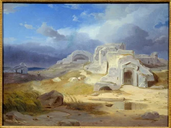 Arkimedes grav i Syrakusa. Målning av Carl Rottmann (1798-1850), tyska skolan.