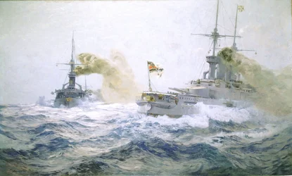 Tyska flottans manövrer på öppet hav, ca 1900 (olja på duk)