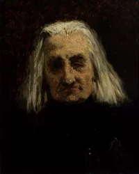 Porträtt av Franz Liszt (1811-1886) (olja på duk)