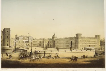 Utsikt över det stora Gatchina-palatset, mitten av 1800-talet.