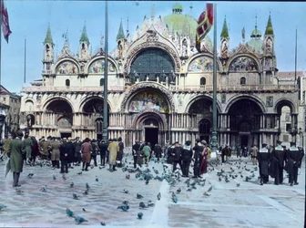 Italien, Venedig, Markusplatsen och Markuskyrkan, bilddatum: cirka 1910. Carl Simon-arkivet