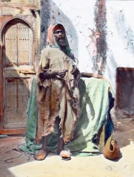 Marocko, blind tiggare i Tangier, bilddatum: ca 1910. Carl Simon-arkivet