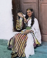 Marocko, ung marockansk flicka, bilddatum: ca 1910. Carl Simon-arkivet