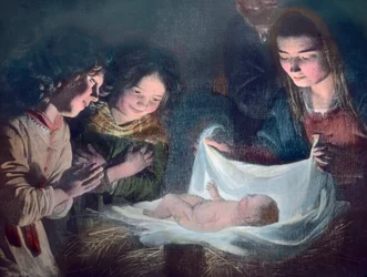 Den heliga familjen. Målning av den spanske barockmålaren Bartolome Esteban Murillo (1617 - 1682). Bilddatum: ca 1900. Carl Simon-arkivet