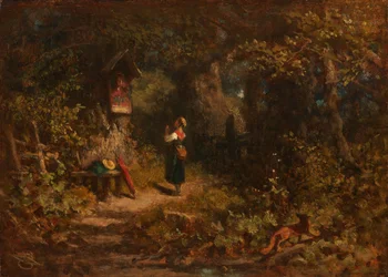 Marterl (bedjande bondflicka) (olja på duk)