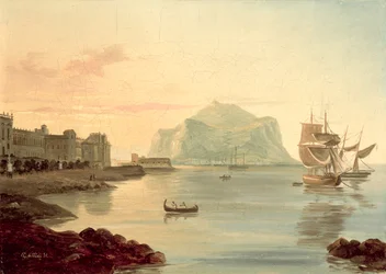 Palermos hamn med berget Pellegrino, 1831