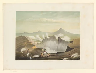 Vulkanen Guntur på västra Java Gunong Guntur (titel på objekt) Atlas to work Java (serietitel på objekt) Atlas av plattor innehållande elva pittoreska vyer, tillhörande verket Java, dess utseende, dess vegetation och inre struktur (serie t