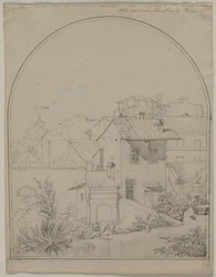 Utsikt från mitt fönster i Rom recto Soldier in a Landscape a tergo, ca. 1817.