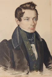 Porträtt av Sergei Fyodorovich Plautin 1798-1881, 1830-talet.