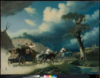 Trojka under ett åskväder, 1830-talet.