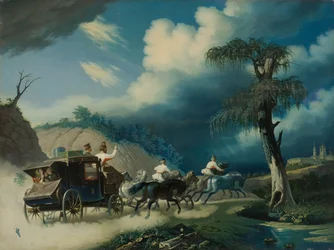 Trojka under ett åskväder, 1830-talet.
