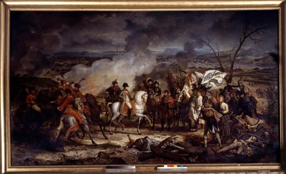 Napoleonkriget: "" Kejsar Napoleon I (1769-1821) under slaget vid Austerlitz den 2/12/1805. Målning av Antoine Vernet (1758-1836) 1805 Boissy Saint Leger. Chateau De Grosbois
