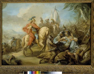Alexander och Poros, Indiens kung, som hade regerat vid Persiens rikes gränser, underkastade sig till slut Alexander
