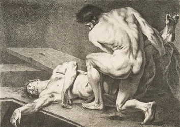 An Académie: One Man Lifting the Legs of Another Man, 1742-43.